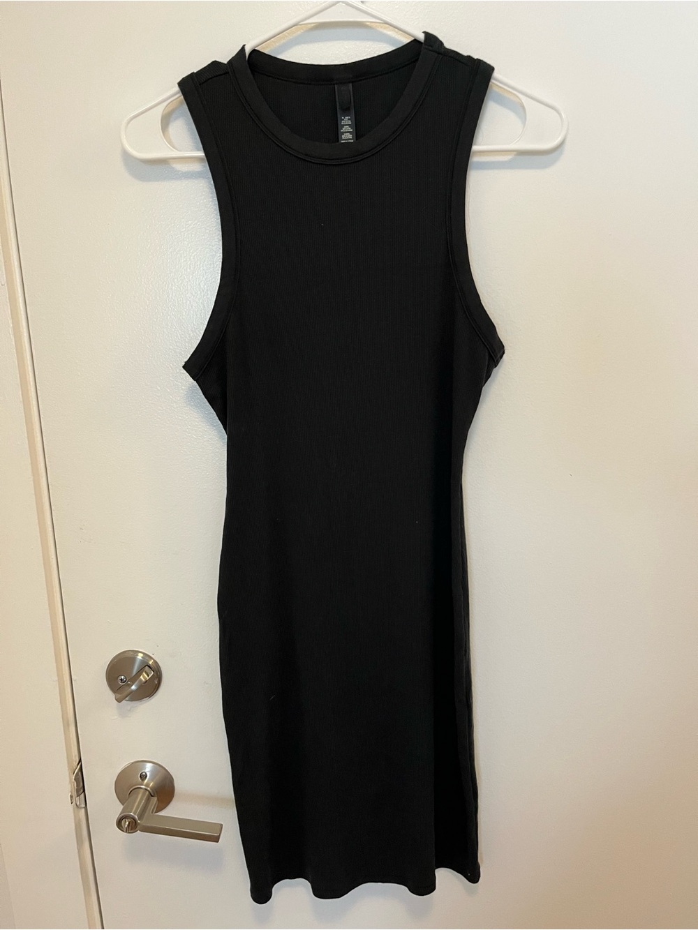 SKIMS Black Ribbed Sleeveless Tank Mini Dress